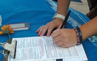 Student registering to vote.