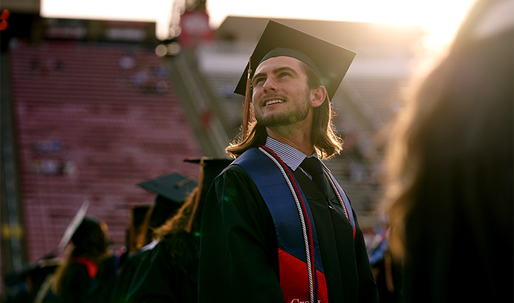 Student graduates from Fresno State
