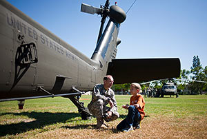 Black Hawk helicopters on campus