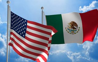 Mexico and US Flags