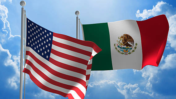 Mexico and US Flags