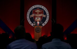 President Joseph I Castro speaks at the 2018 Faculty/Staff Assembly