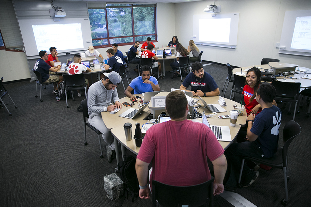 Students work on computers