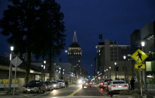 A landscape shot of a Downtown Fresno Street