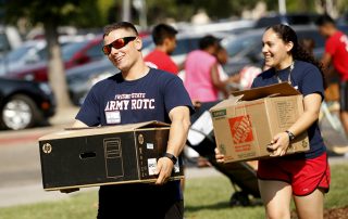 Fresno State students move into the dormitories.
