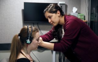 hearing test being administered.