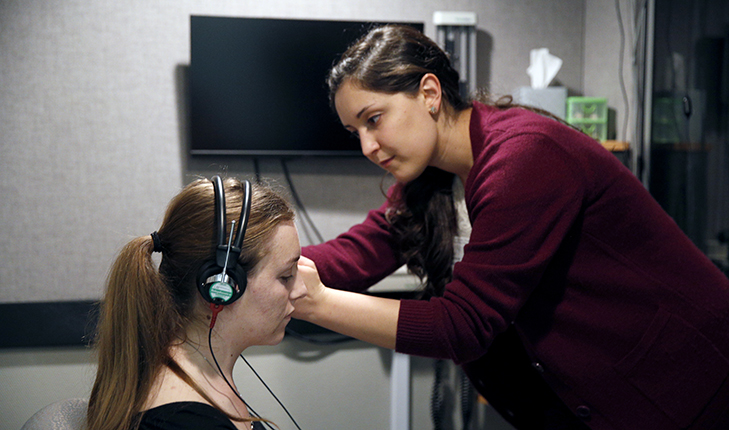 hearing test being administered.