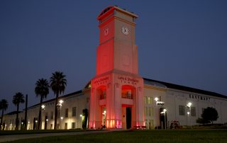 Shehadey Tower in red.