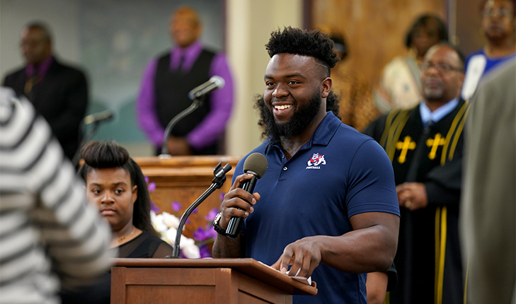 Fresno State representatives speak at Super Sunday 2020.