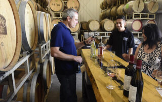 Fresno State wine being served at the winery.