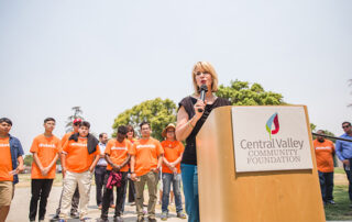 Ashley Swearengin speaking at podium