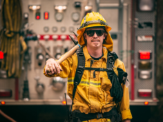 Fresno State plant science student Reaves Forrest looks back on his experience as a volunteer firefighter during the 2020 Creek Fire near Shaver Lake. (Photo courtesy of Schoenwald Photography)