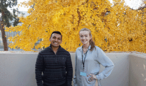 Katie Kennedy (right) is one of several student clinicians who have worked with Nick Burriel during his time at the Speech, Language and Hearing Clinic at Fresno State.