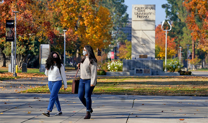 Students walking on campus