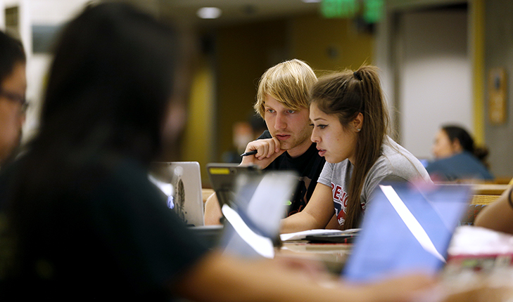 Students working on computers.