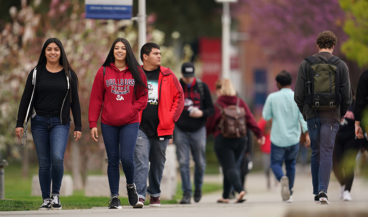 Students walking on campus