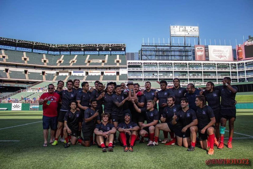 Fresno State rugby club team photo.