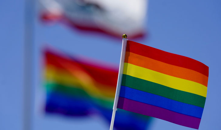 Pride flag displayed at Fresno State.