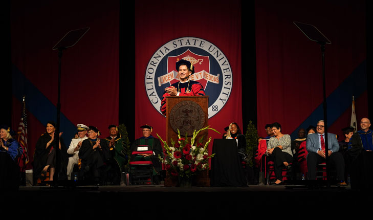 Saul Jimenez-Sandoval speaking at investiture.