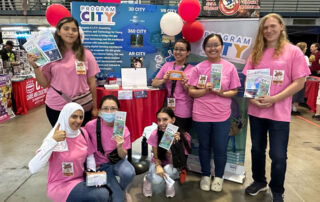 Staff and students at the STEM exhibit at the Big Fresno Fair.