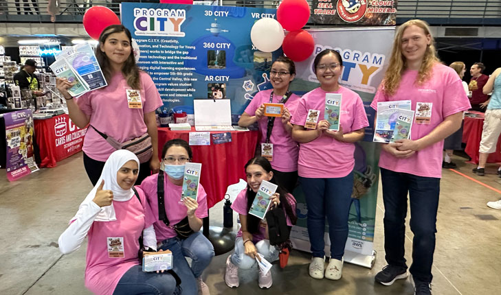 Staff and students at the STEM exhibit at the Big Fresno Fair.