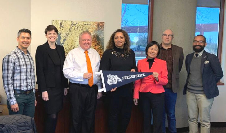 British Deputy Consul-General Tammy Sandhu and three delegates from Northern Ireland spent three days touring the Central Valley in late February, becoming more familiar with the region and its culture and discussing study abroad opportunities for Fresno State students.