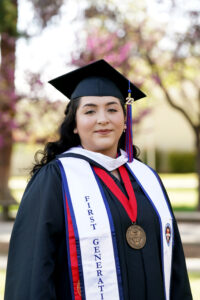 Portrait of Samantha Patricia Navarro in graduation cap and gown.