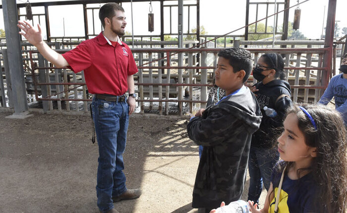 Brendan Black giving 4th grade farm tour