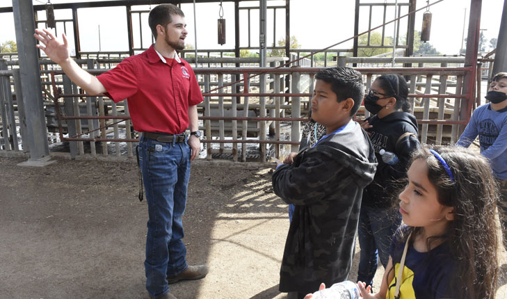 Brendan Black giving 4th grade farm tour