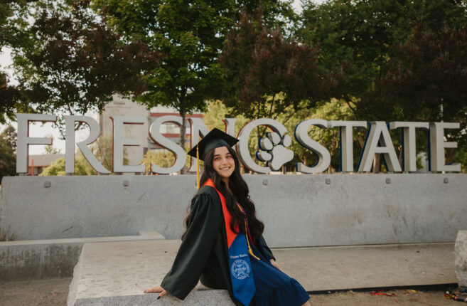 Elizabeth Haro in Fresno State Regalia 