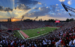 Football field at sunset