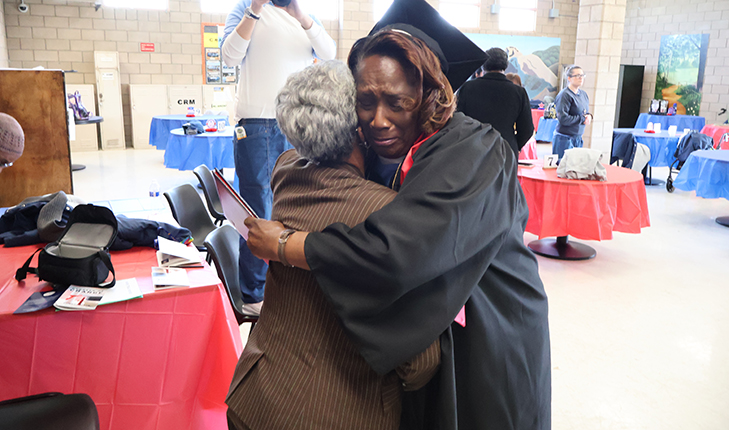 In a crowded gathering area at the Central California Women's Facility near Chowchilla, family members, friends and supporters came together on March 11 to celebrate the first class to receive undergraduate college degrees from a women’s correctional facility in California.