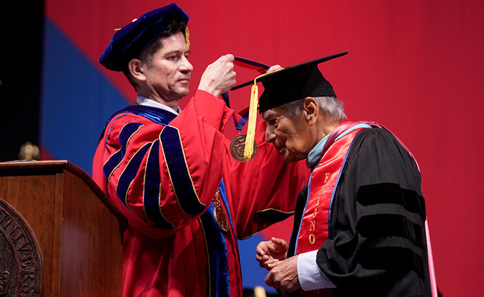 President Dr. Saúl Jiménez-Sandoval awarding President’s Medal of Distinction